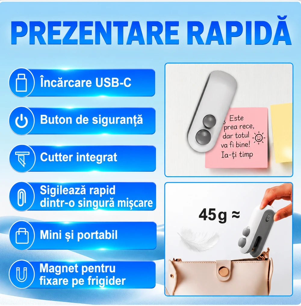 Mini aparat sigilat pungi USB-C